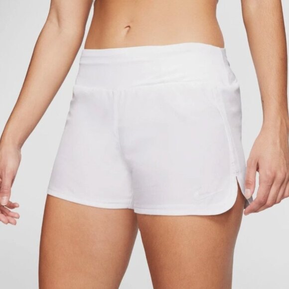 Nike DRI-FIT Women's Running Shorts (White/Silver) Size XL - Picture 1 of 4